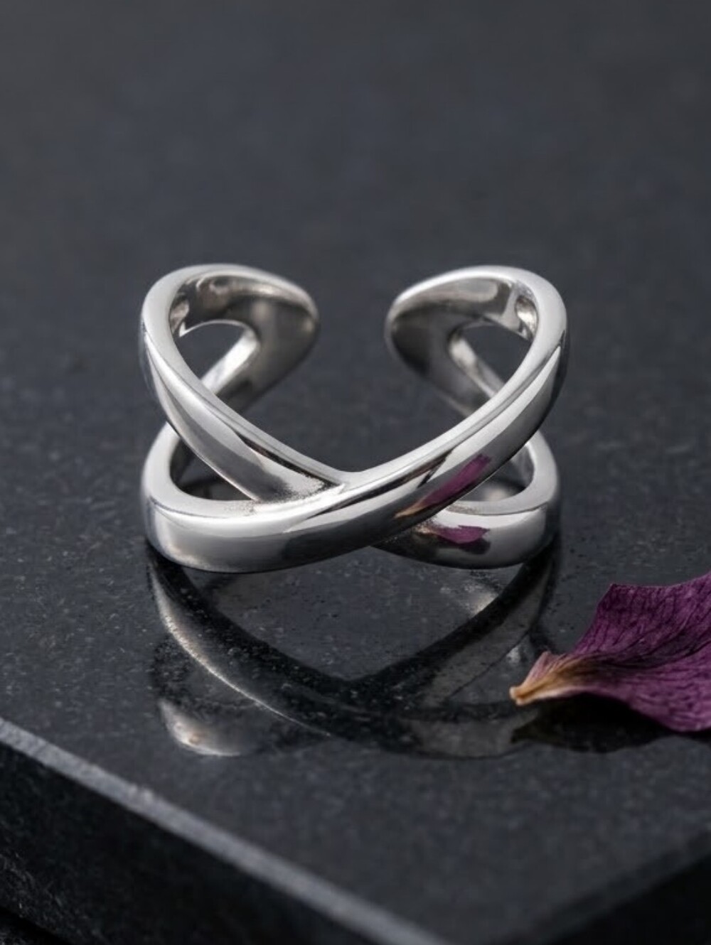 Criss Cross X Ring Adjustable Crossover Band 925 Sterling Silver Minimalist